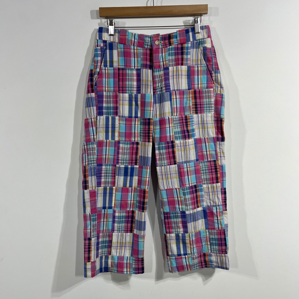 Cape Madras VTG Y2K Patchwork Plaid Pants Womens 4 MultiColor Cotton Boho Preppy